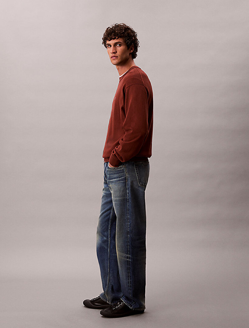 Calvin Klein Kahverengi Renkli Erkek Cotton Crewneck Kazak