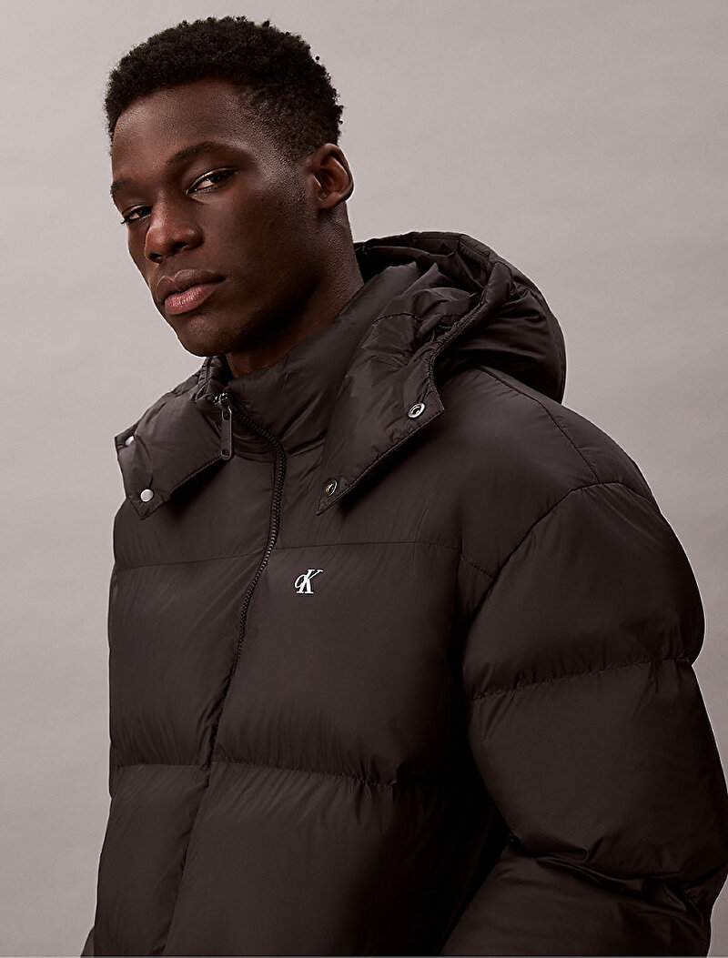 Calvin Klein Siyah Renkli Erkek Long Lenght Hooded Mont