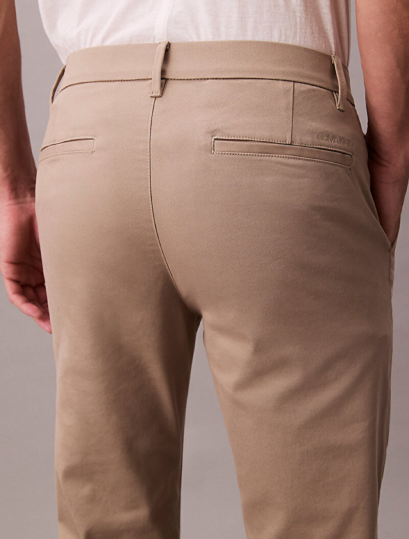 Calvin Klein Bej Renkli Erkek Slim Cotton Stretch Pantolon