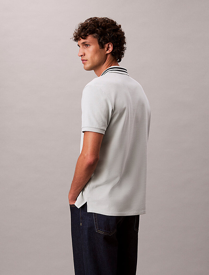 Calvin Klein Mavi Renkli Erkek Monogram Pique Polo T-shirt