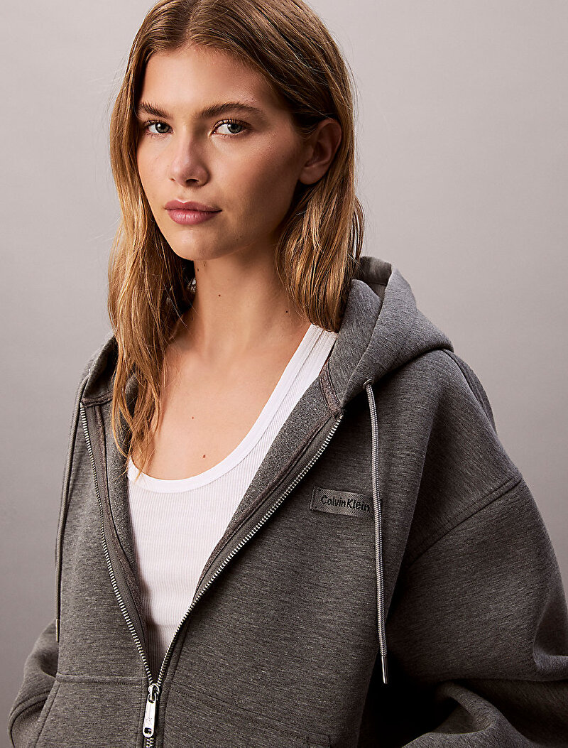 Calvin Klein Gri Renkli Kadın Oversized Scuba Sweatshirt