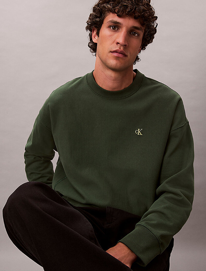 Calvin Klein Lacivert Renkli Erkek Premium Terry Monogram Sweatshirt