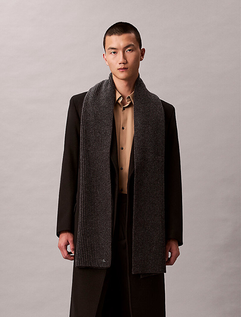 Calvin Klein Gri Renkli Erkek CK Metal Wool Atkı