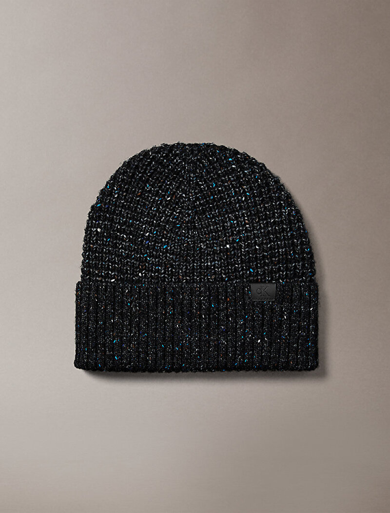 Calvin Klein Siyah Renkli Erkek Tweed Wool Bere