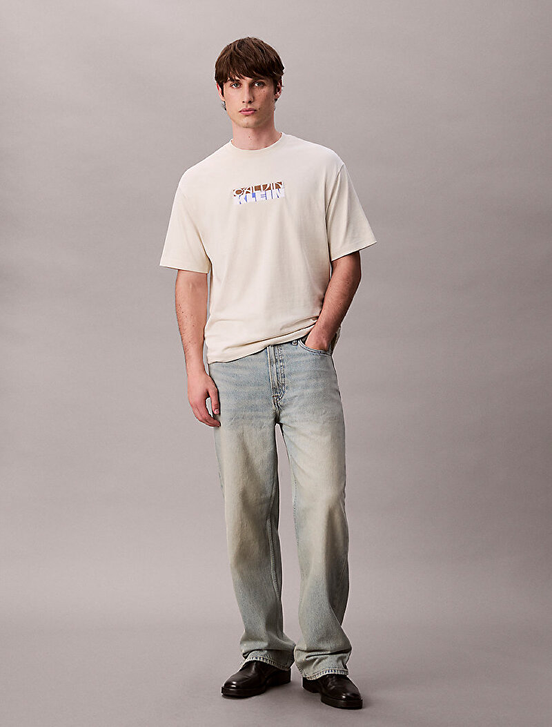 Calvin Klein Bej Renkli Erkek 16s Calvin Line T-shirt