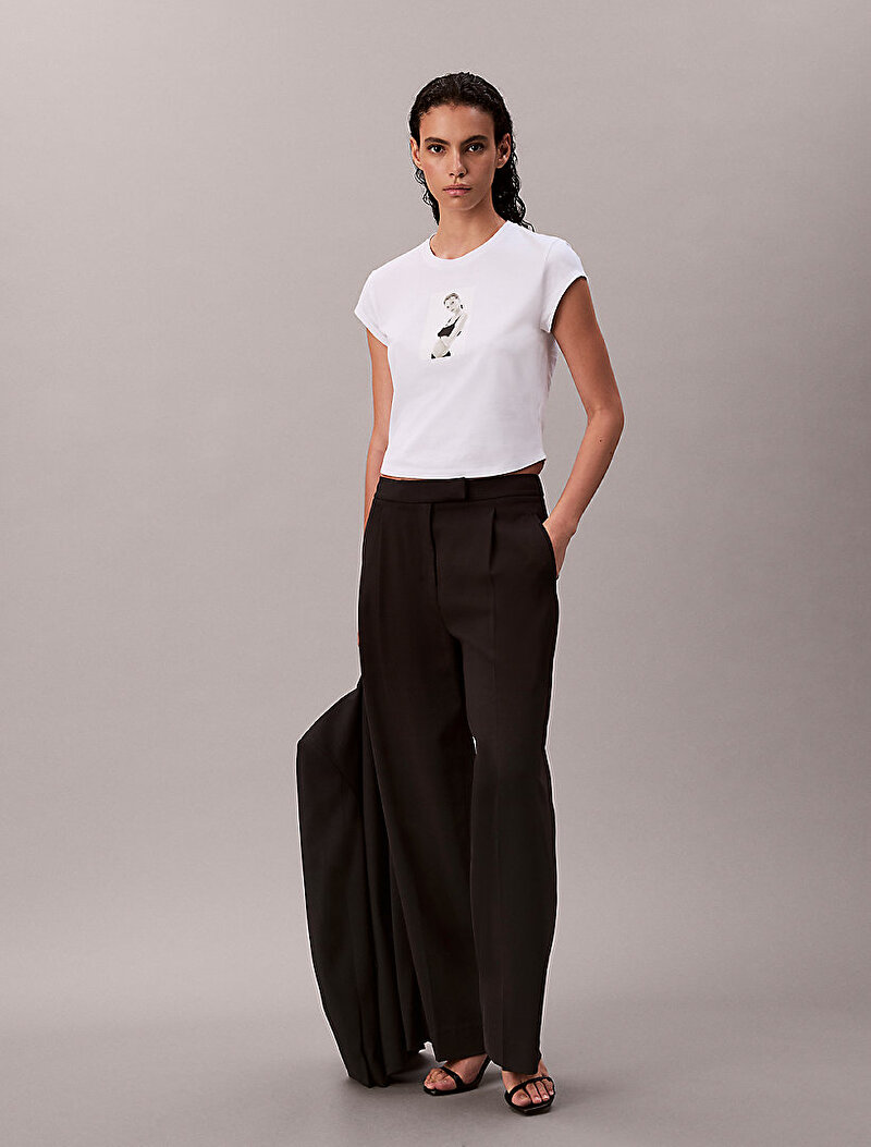 Calvin Klein Beyaz Renkli Kadın Classic Kate Baby T-shirt