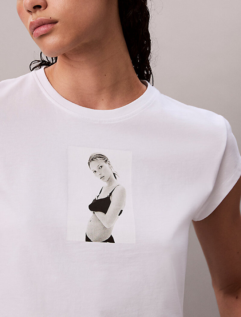 Calvin Klein Beyaz Renkli Kadın Classic Kate Baby T-shirt