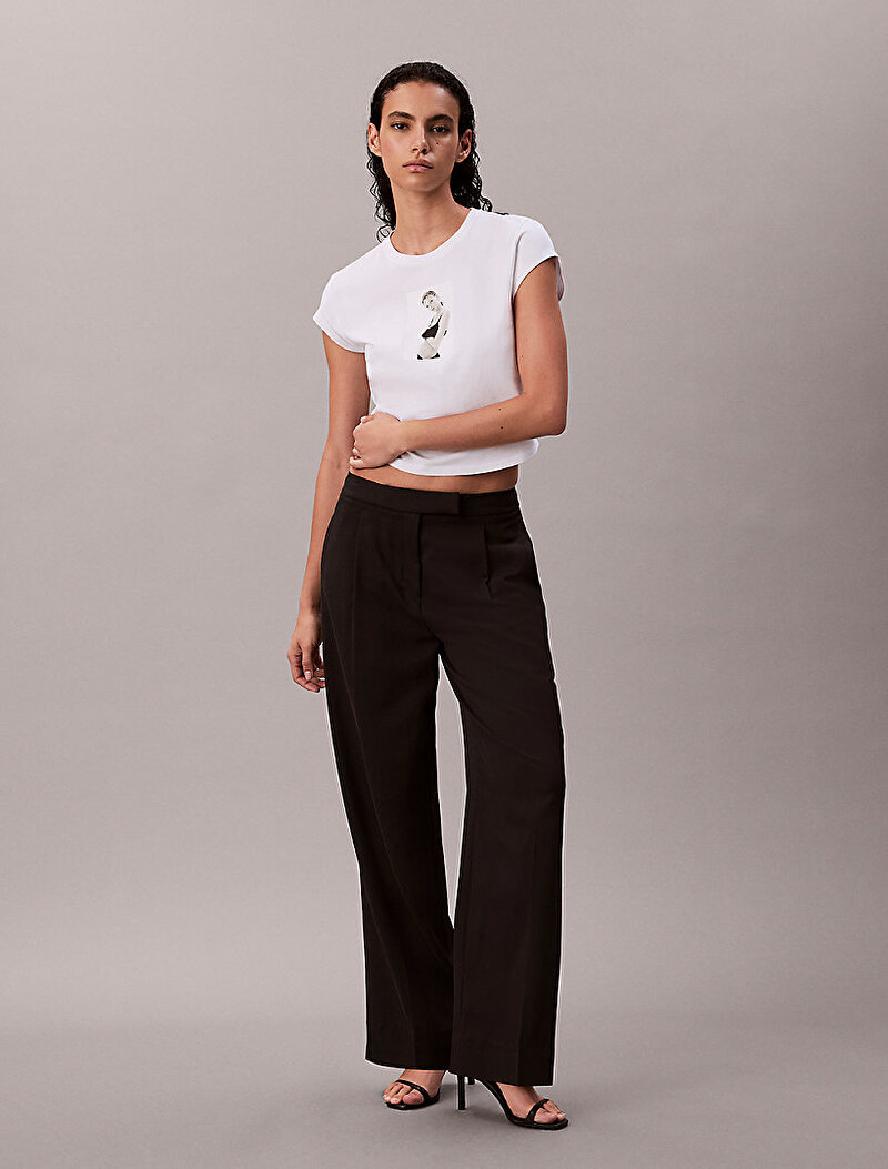 Calvin Klein Beyaz Renkli Kadın Classic Kate Baby T-shirt