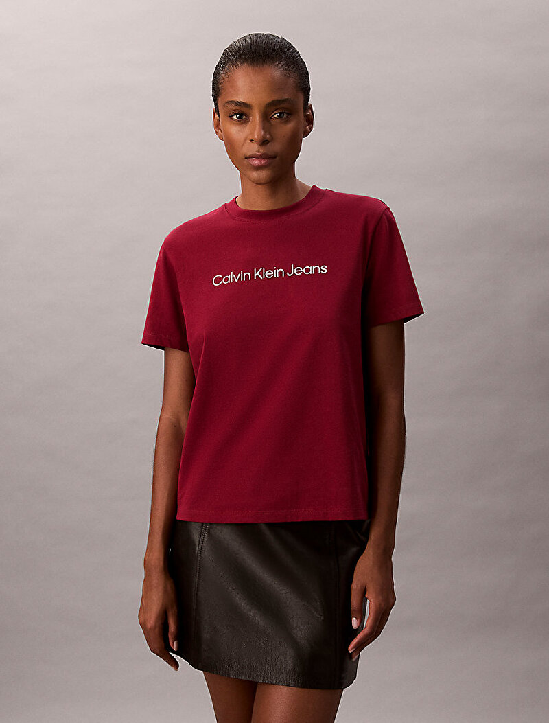 Calvin Klein Kırmızı Renkli Kadın Logo Classic T-shirt