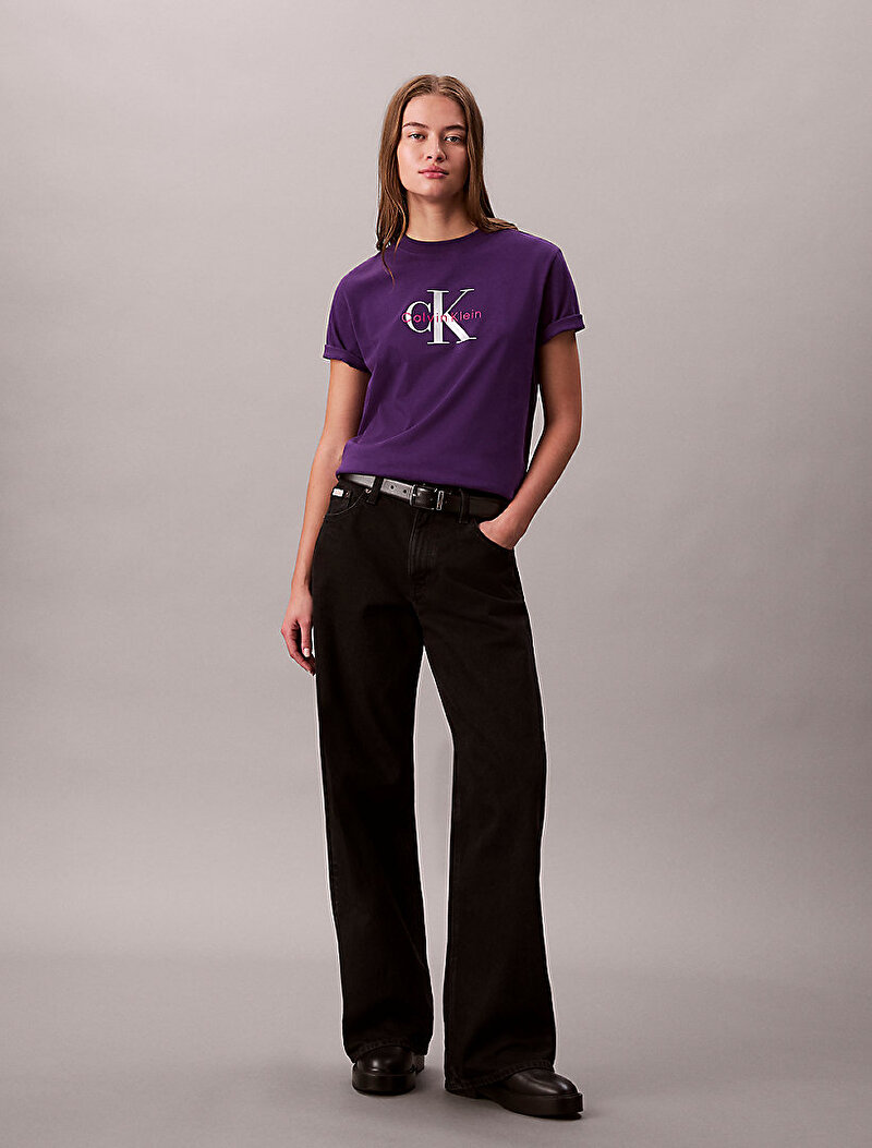 Calvin Klein Mor Renkli Kadın Hero Classic Monologo T-shirt