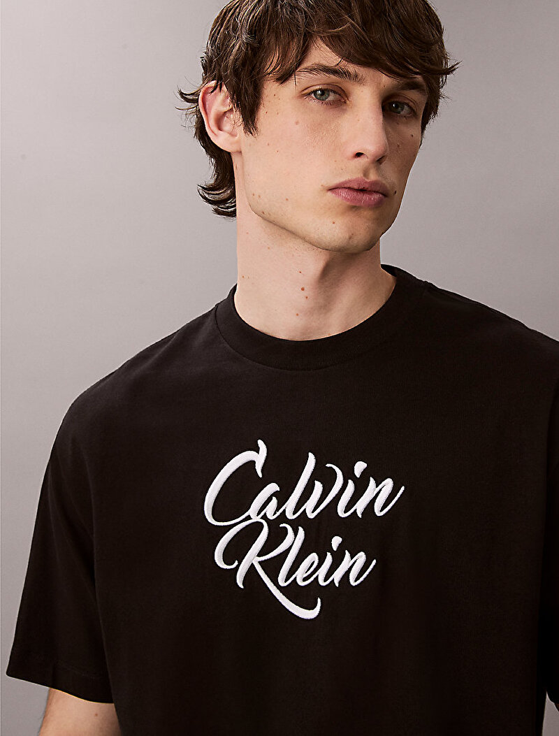 Calvin Klein Siyah Renkli Erkek 16s Cursive T-shirt