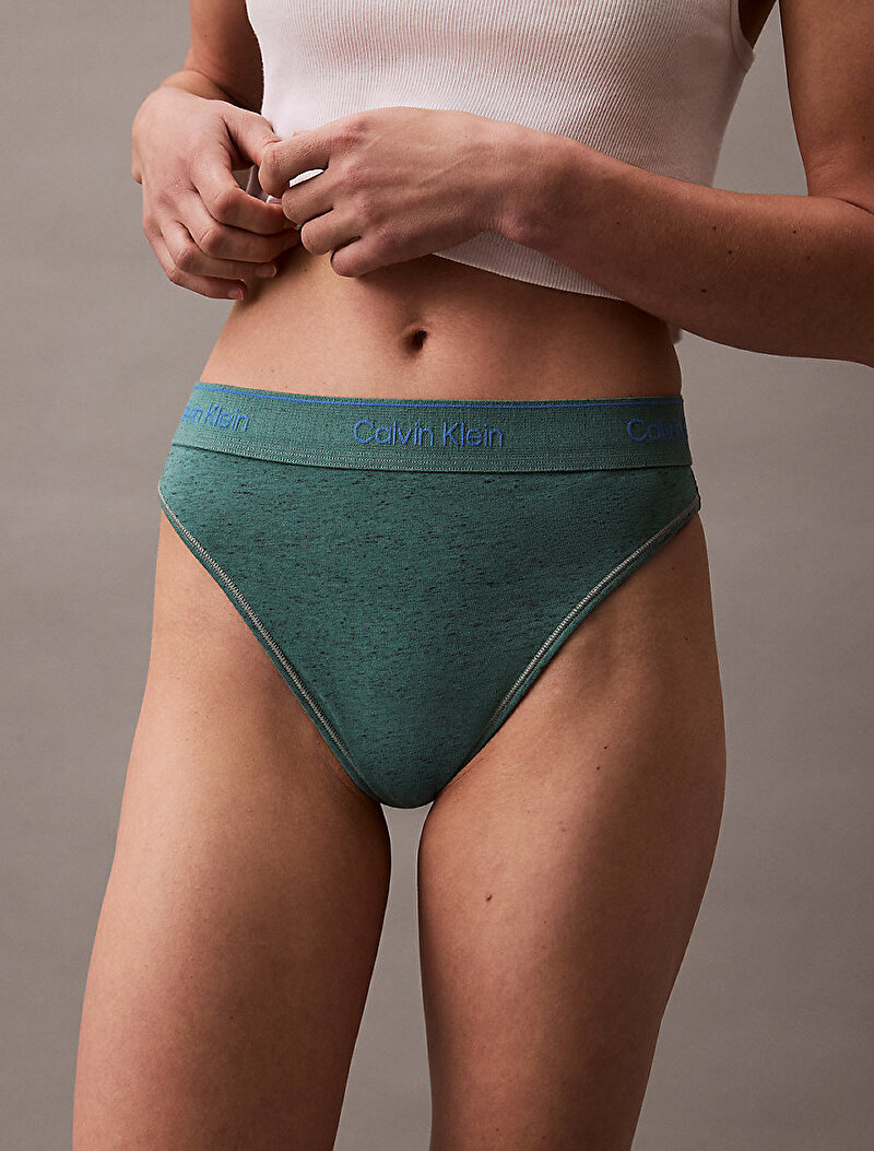 Calvin Klein Yeşil Renkli Kadın High Leg Tanga