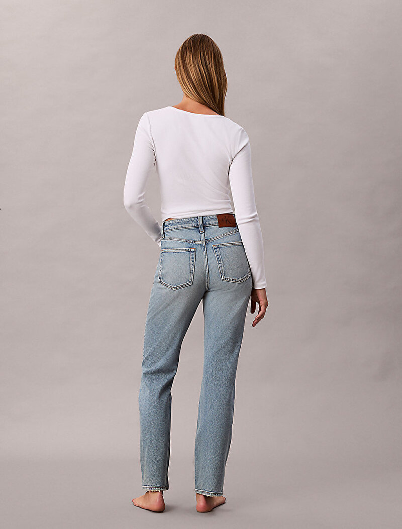 Calvin Klein Mavi Renkli Kadın High Rise Straight Jean Pantolon