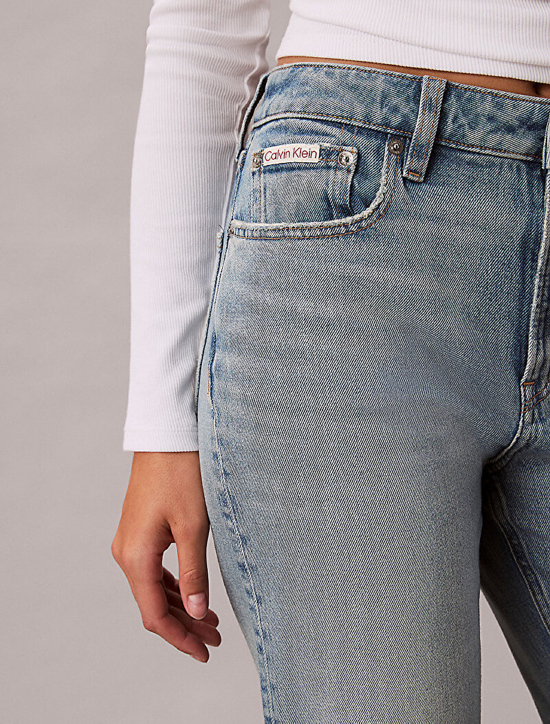 Calvin Klein Mavi Renkli Kadın High Rise Straight Jean Pantolon