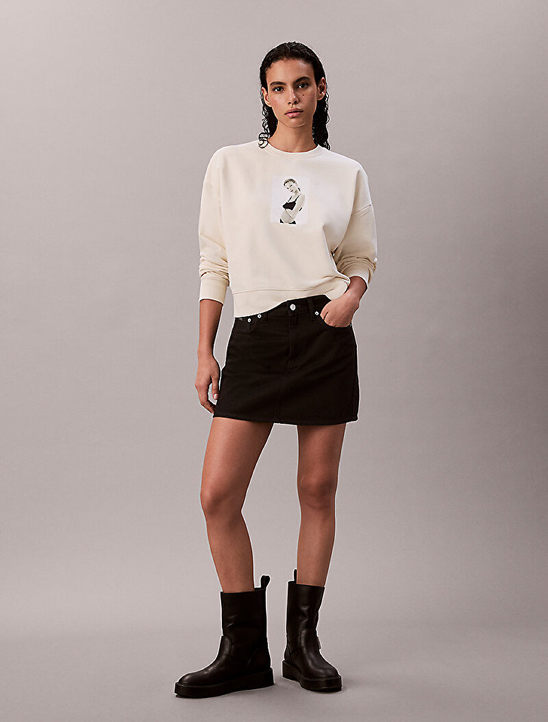 Calvin Klein Bej Renkli Kadın Classic Kate Terry Sweatshirt