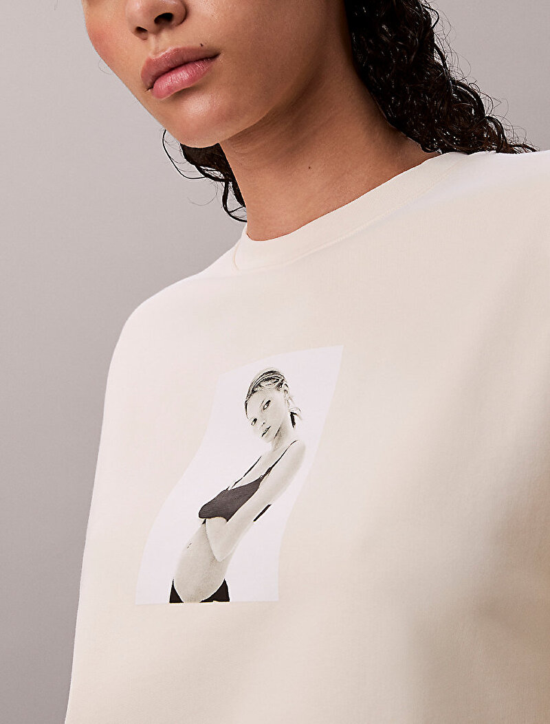 Calvin Klein Bej Renkli Kadın Classic Kate Terry Sweatshirt