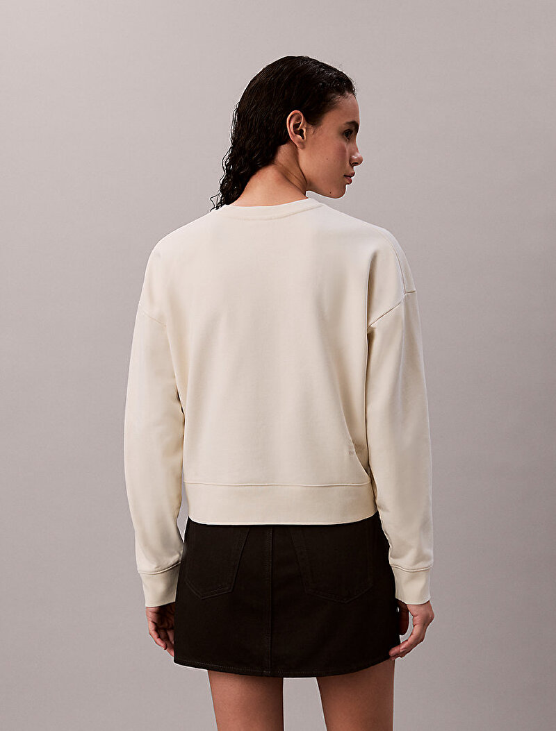 Calvin Klein Bej Renkli Kadın Classic Kate Terry Sweatshirt