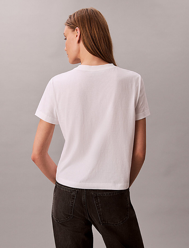 Calvin Klein Beyaz Renkli Kadın Fitted T-shirt