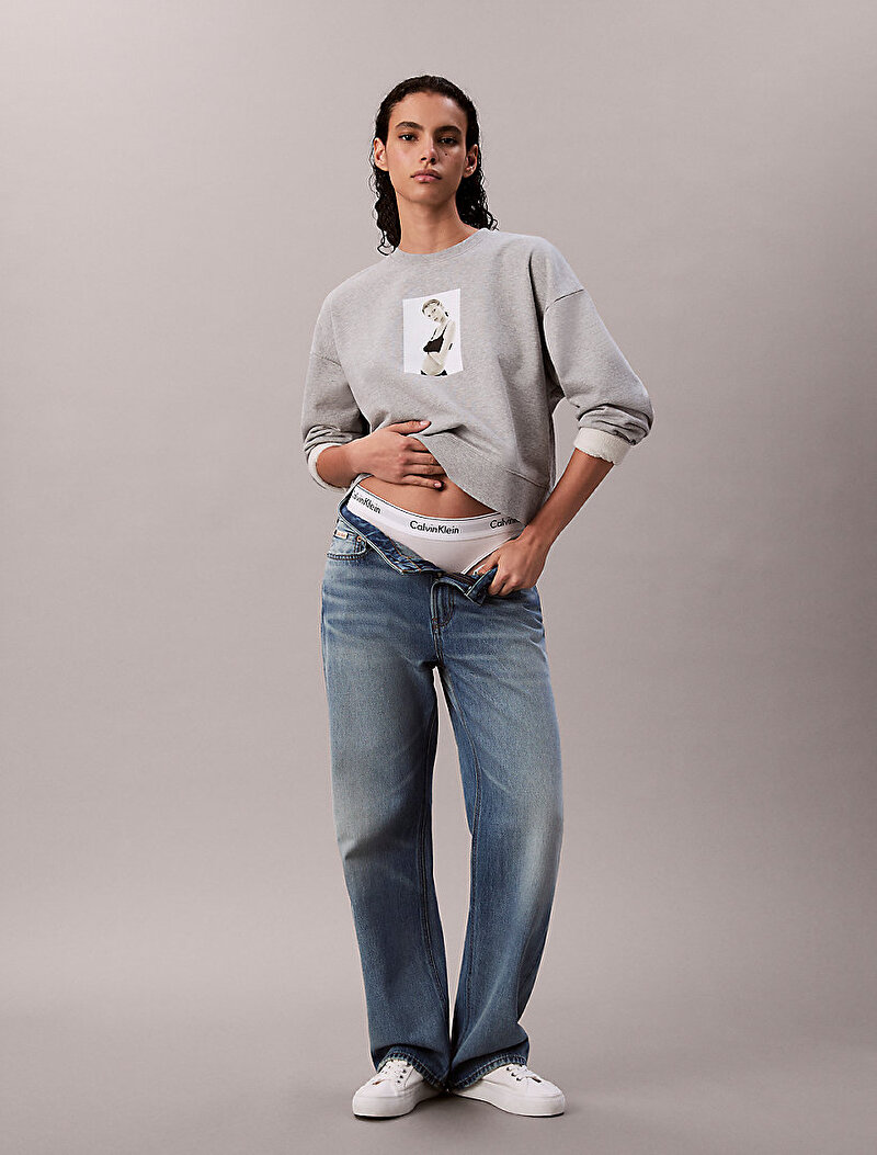 Calvin Klein Gri Renkli Kadın Classic Kate Terry Sweatshirt