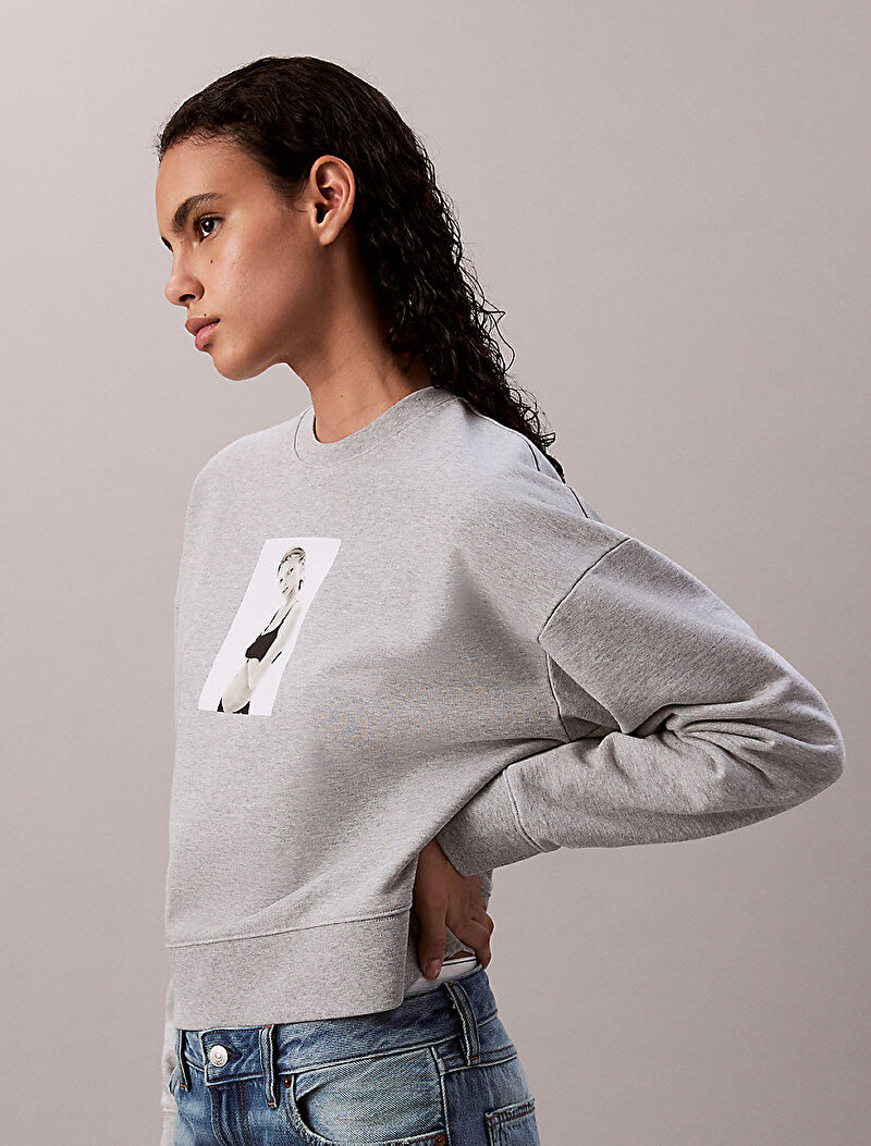 Calvin Klein Gri Renkli Kadın Classic Kate Terry Sweatshirt