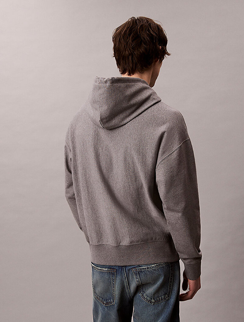 Calvin Klein Gri Renkli Erkek Premium Terry Micro Sweatshirt