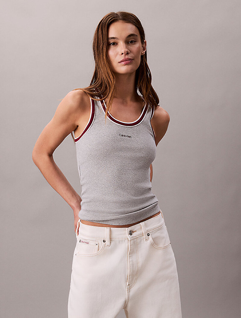 Kadın Color Block Cotton Tank Top