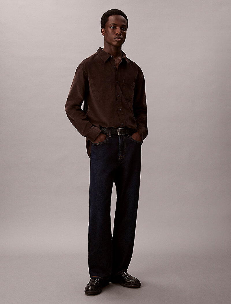Calvin Klein Kahverengi Renkli Erkek Corduroy Easy Gömlek