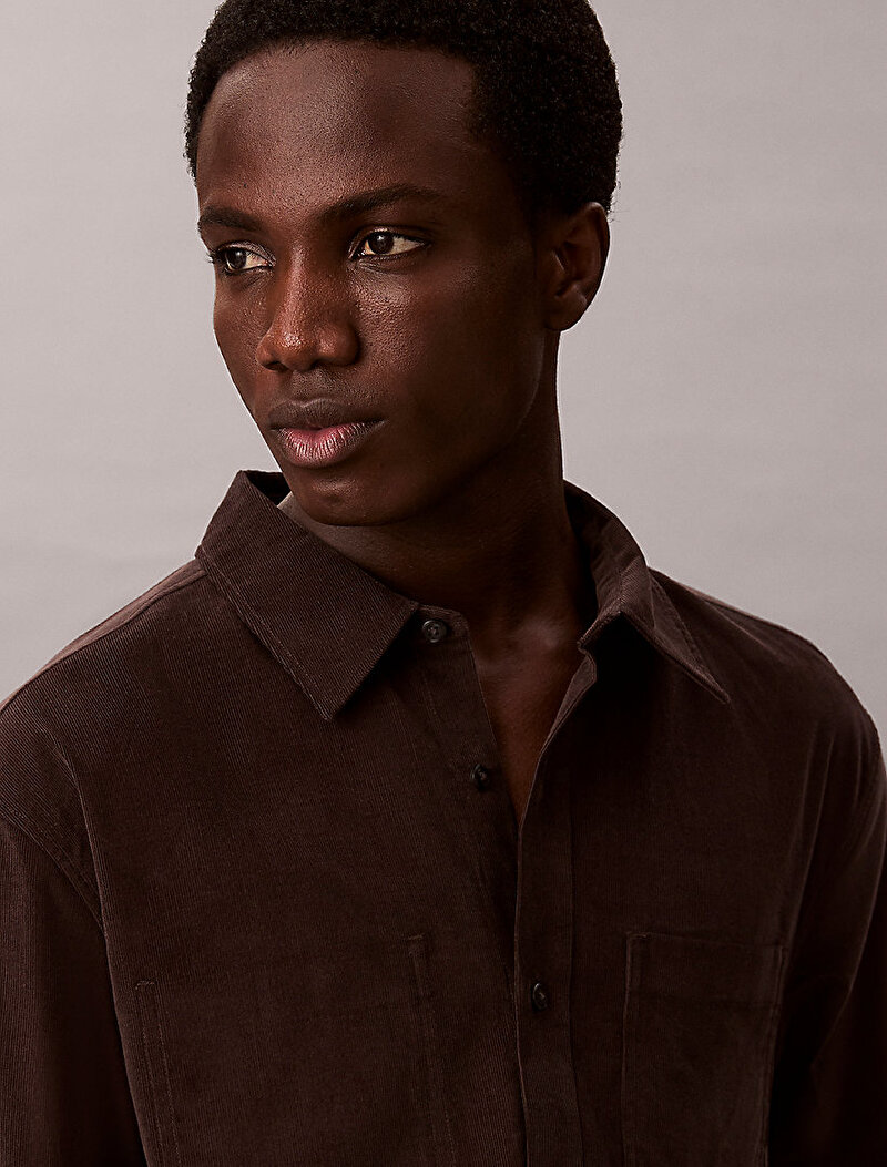 Calvin Klein Kahverengi Renkli Erkek Corduroy Easy Gömlek