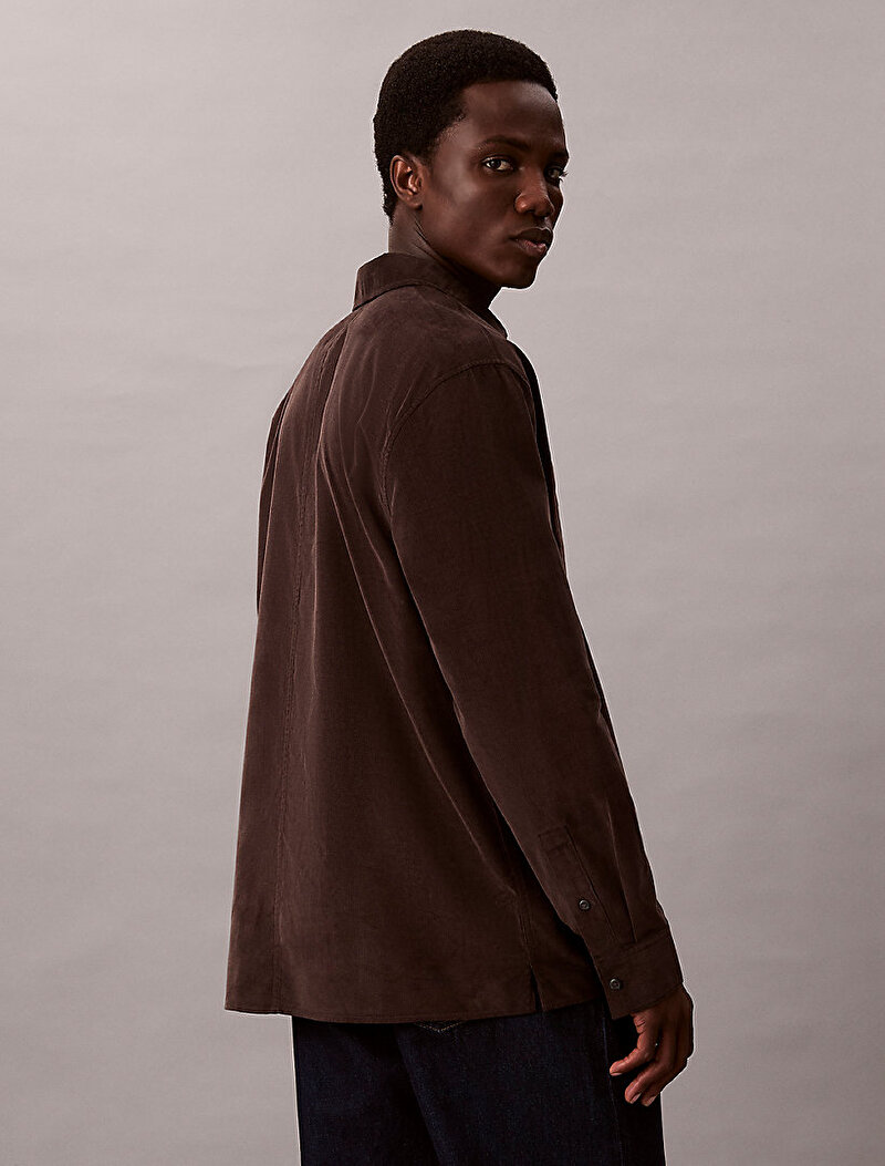 Calvin Klein Kahverengi Renkli Erkek Corduroy Easy Gömlek