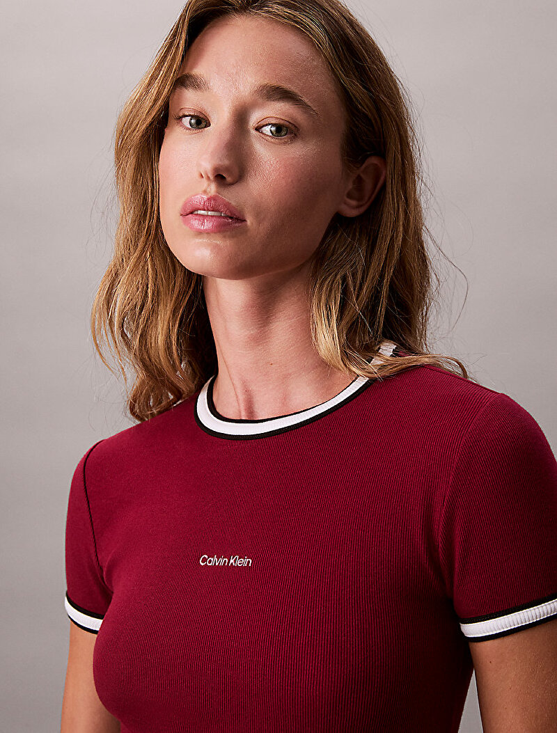 Calvin Klein Kırmızı Renkli Kadın Color Block Cotton Elbise