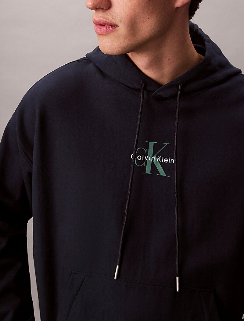 Calvin Klein Lacivert Renkli Erkek Premium Terry Micro Sweatshirt