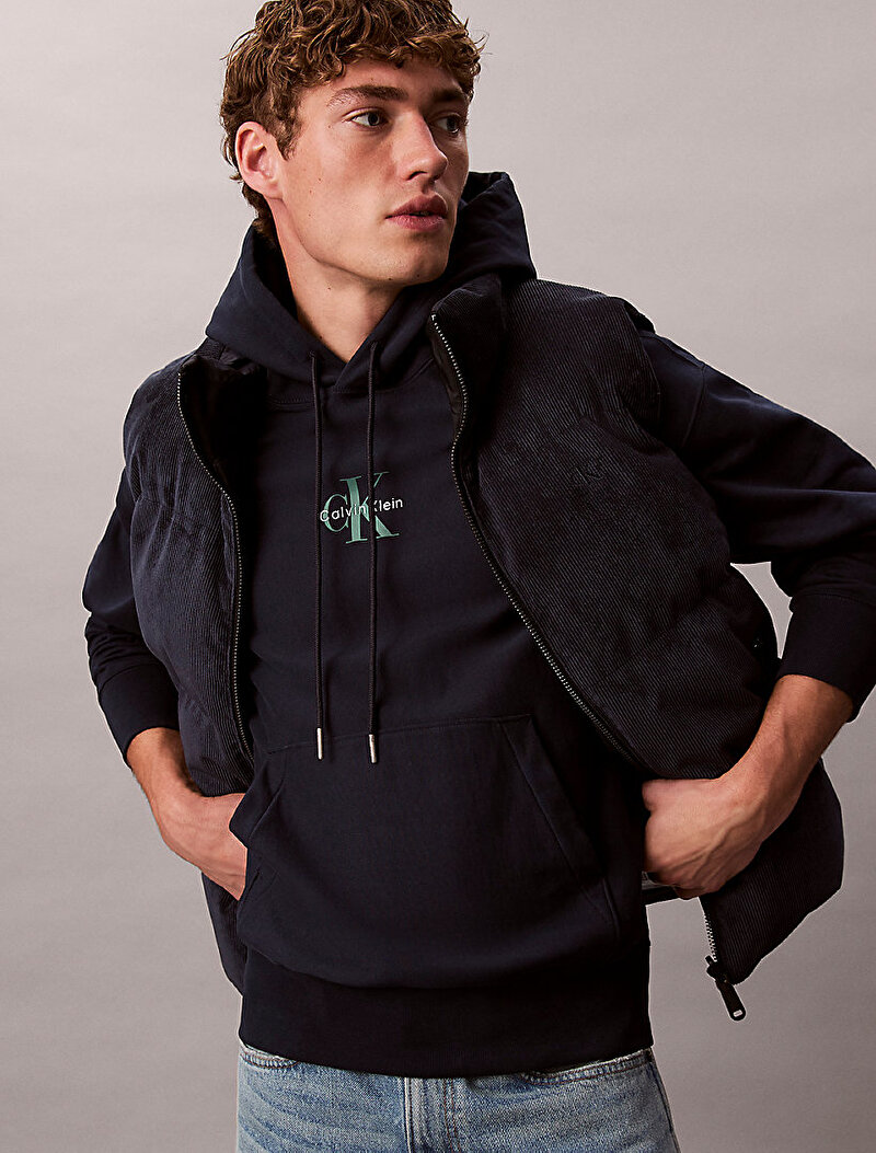 Calvin Klein Lacivert Renkli Erkek Premium Terry Micro Sweatshirt