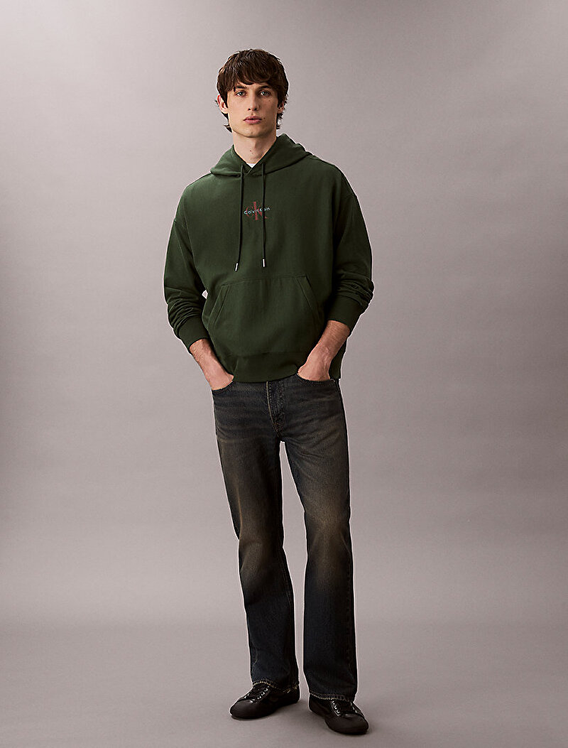 Calvin Klein Lacivert Renkli Erkek Premium Terry Micro Sweatshirt