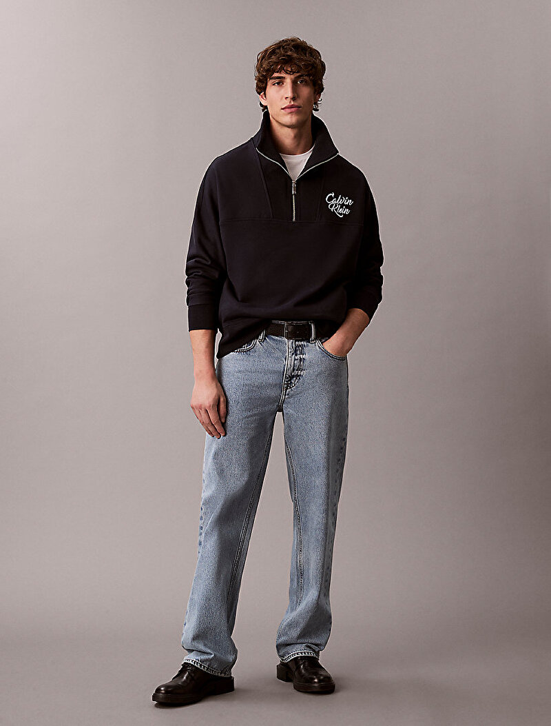 Calvin Klein Lacivert Renkli Erkek Premium Fleece Logo Sweatshirt