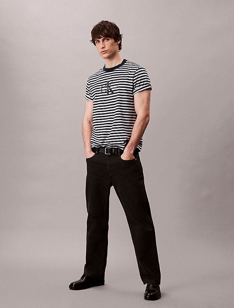 Calvin Klein Lacivert Renkli Erkek 20s Stripe Jersey T-shirt