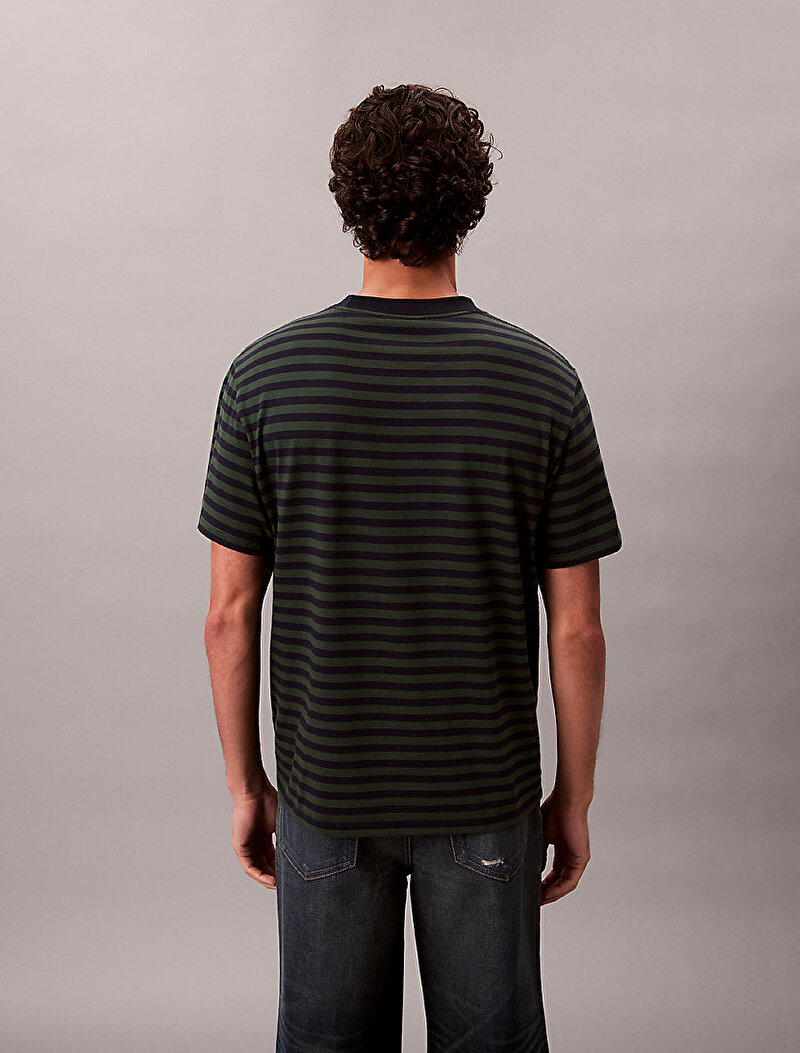 Calvin Klein Lacivert Renkli Erkek 20s Stripe Jersey T-shirt