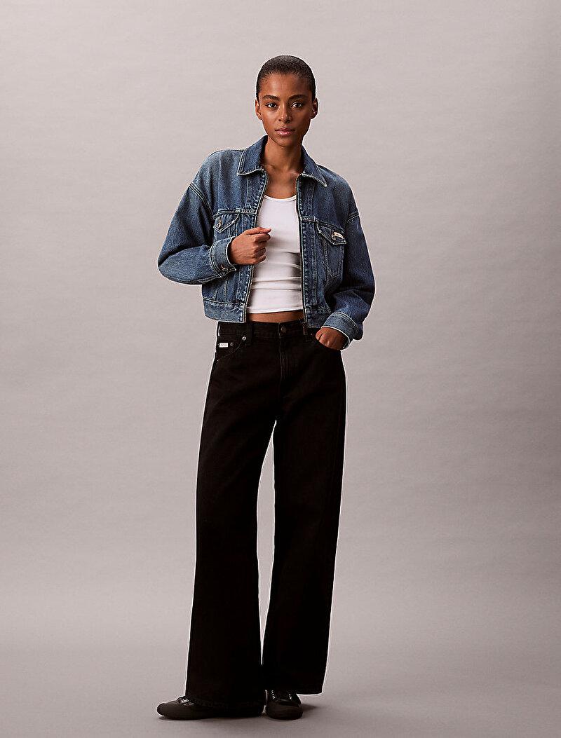 Calvin Klein Mavi Renkli Kadın Denim Cropped Ceket