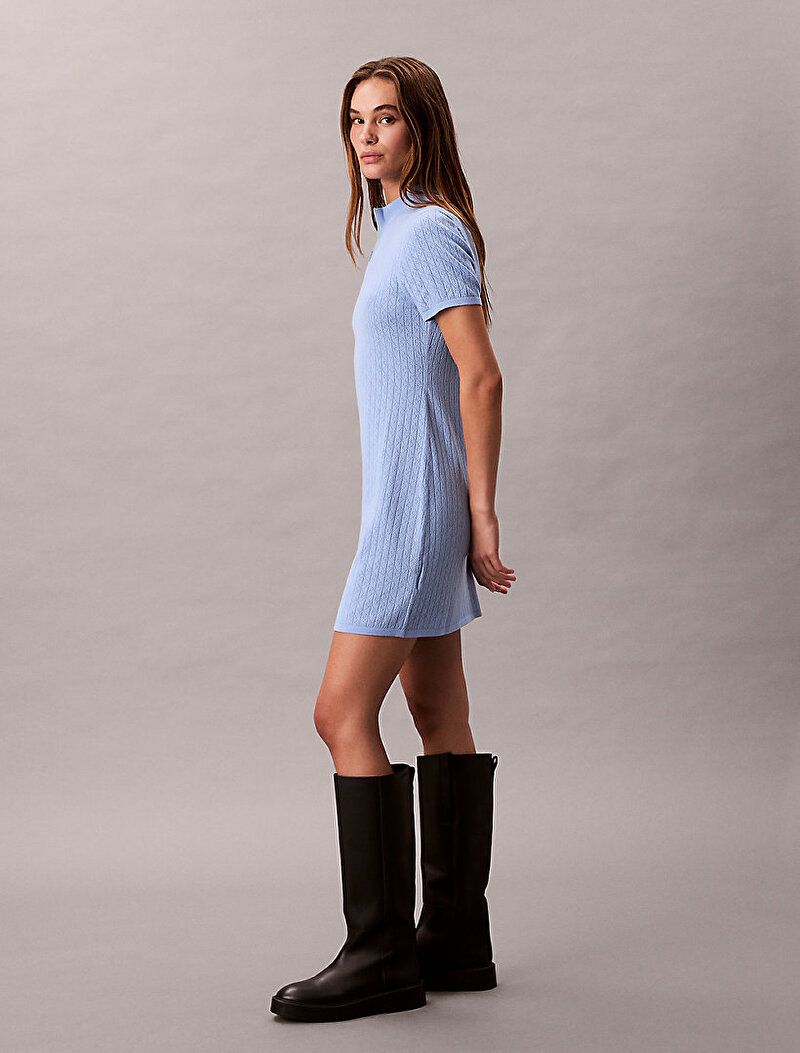 Calvin Klein Mavi Renkli Kadın Sporty Fermuarlı Mini Elbise