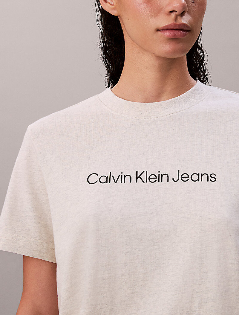 Calvin Klein Mavi Renkli Kadın Instant Logo Classic T-shirt