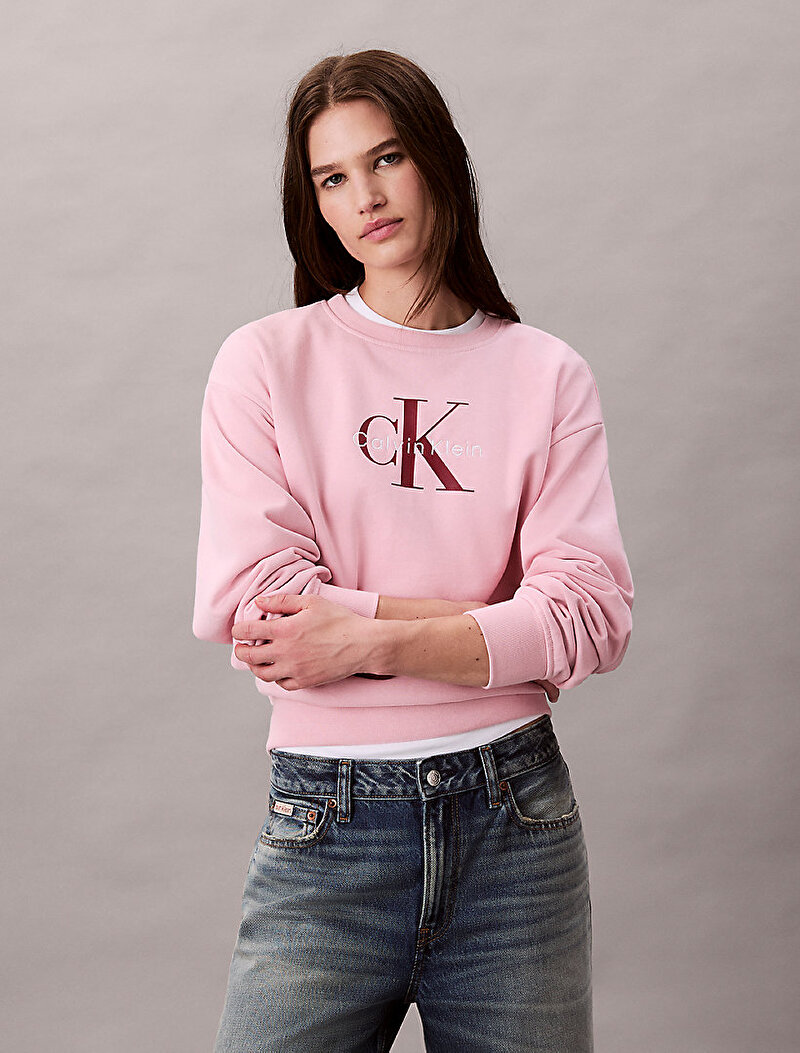 Calvin Klein Pembe Renkli Kadın Monologo French Sweatshirt