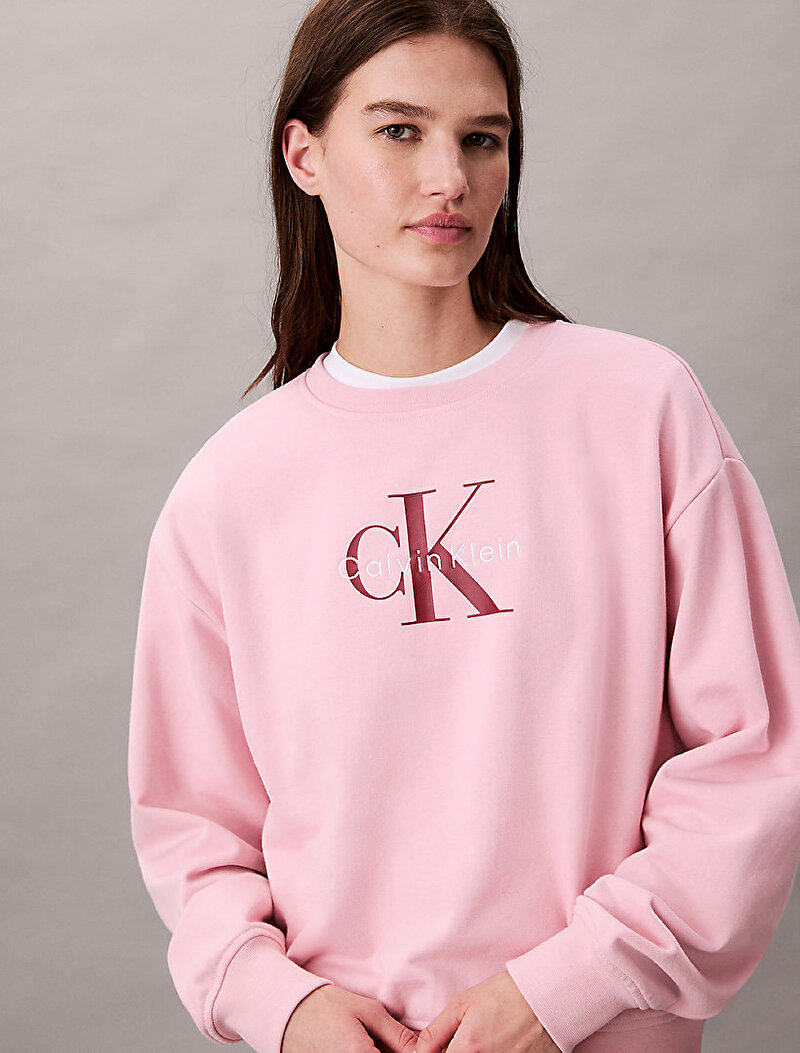 Calvin Klein Pembe Renkli Kadın Monologo French Sweatshirt