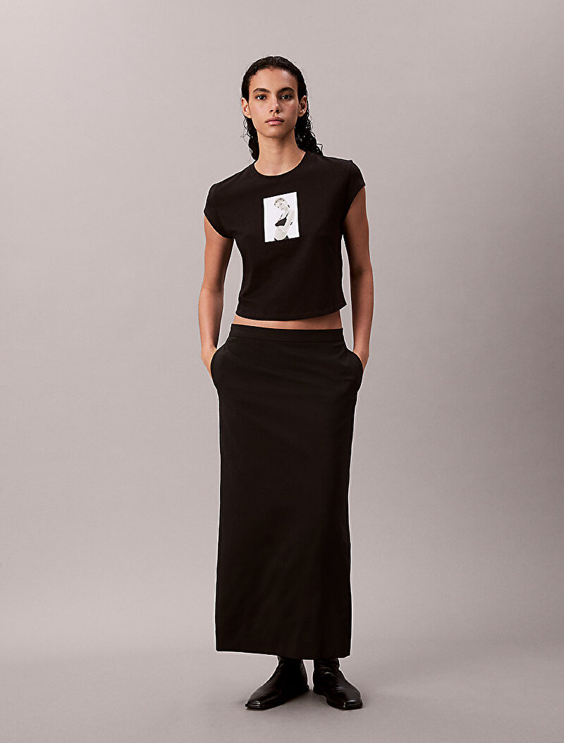 Calvin Klein Siyah Renkli Kadın Classic Kate Crop T-shirt