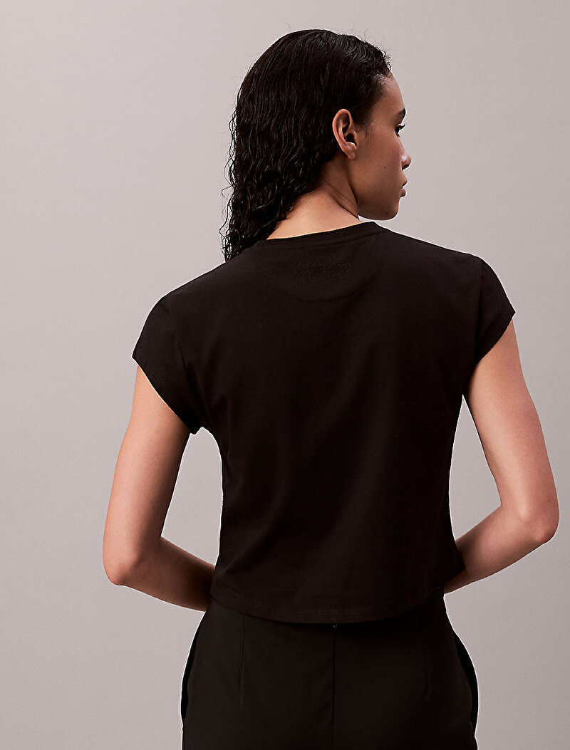 Calvin Klein Siyah Renkli Kadın Classic Kate Crop T-shirt