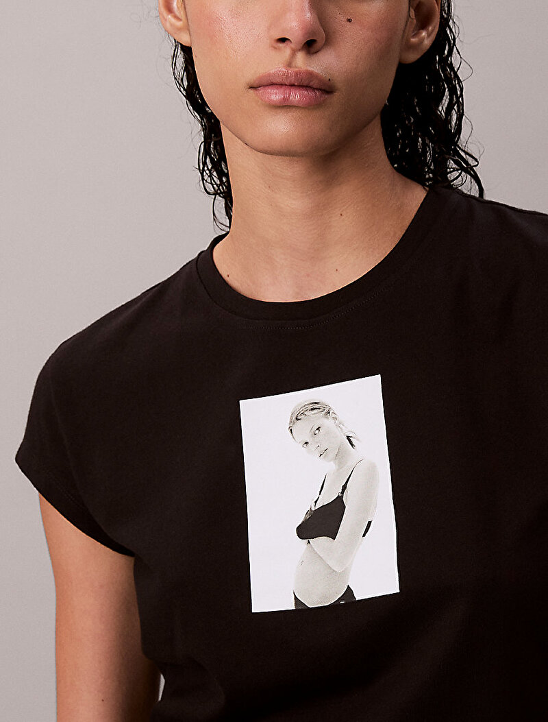 Calvin Klein Siyah Renkli Kadın Classic Kate Crop T-shirt