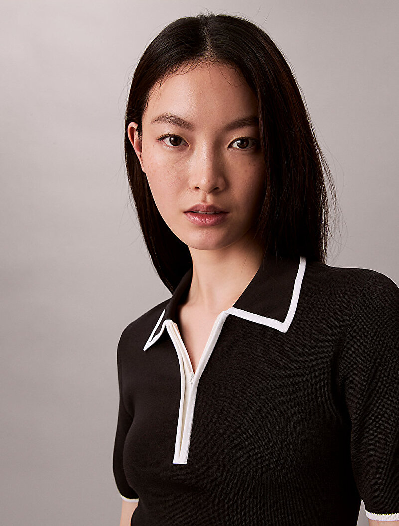 Calvin Klein Siyah Renkli Kadın Short Sleeve Polo T-shirt