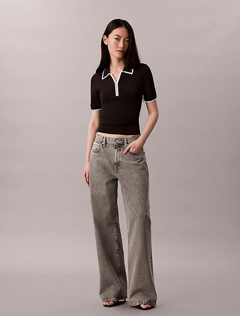Calvin Klein Siyah Renkli Kadın Short Sleeve Polo T-shirt
