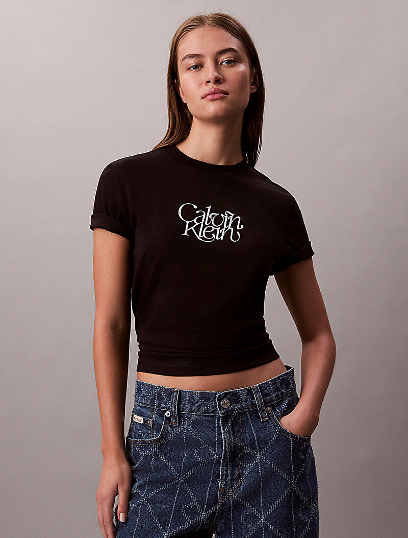 Kadın Fitted Script T-shirt