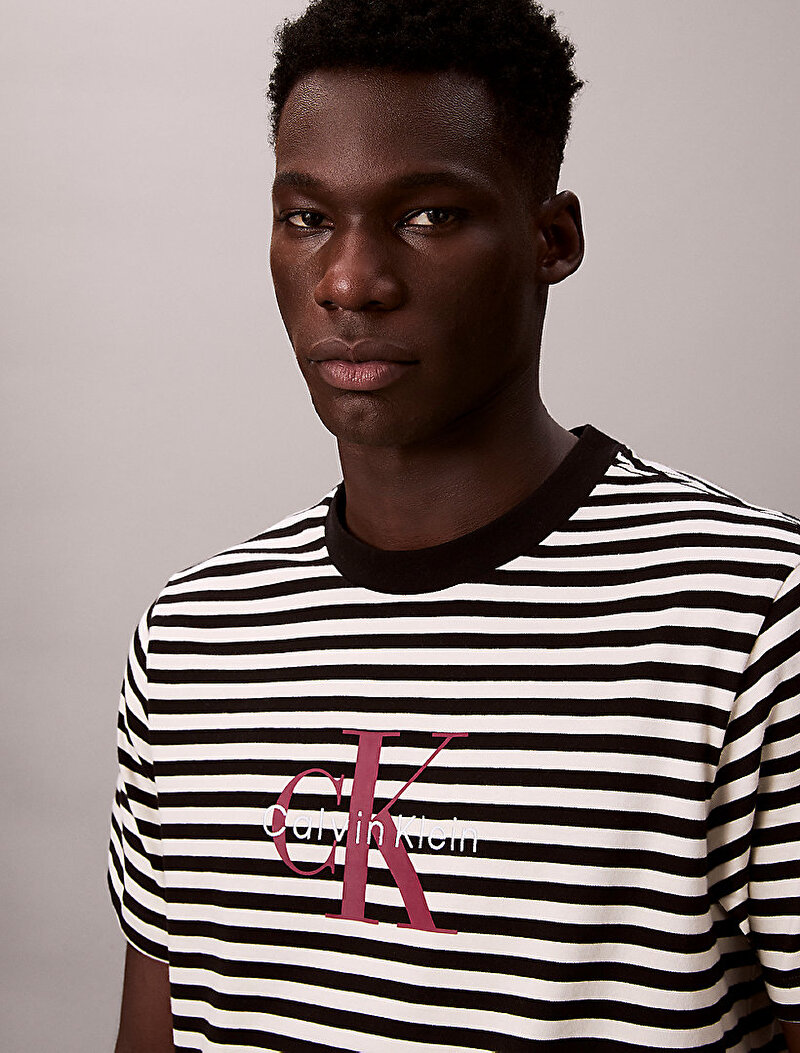Calvin Klein Siyah Renkli Erkek 20s Stripe Jersey T-shirt