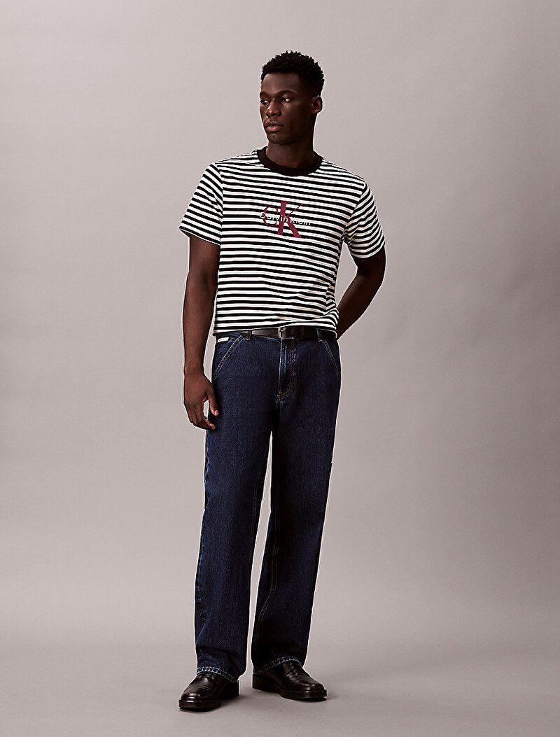 Calvin Klein Siyah Renkli Erkek 20s Stripe Jersey T-shirt