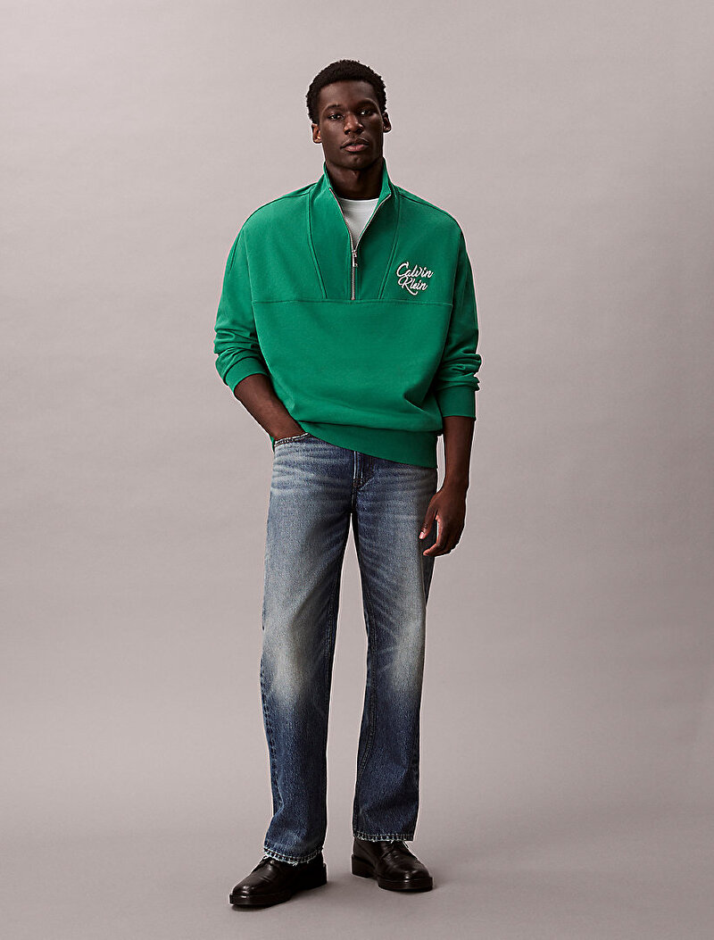 Calvin Klein Yeşil Renkli Erkek Premium Fleece Logo Sweatshirt